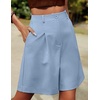 image:imageHOTOUCH Bermuda Shorts for Women Summer Dressy Casual Elastic High Waisted Wide Leg Knee Length Shorts with PocketsLight Blue