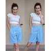 image:imageHOTOUCH Bermuda Shorts for Women Summer Dressy Casual Elastic High Waisted Wide Leg Knee Length Shorts with PocketsLight Blue