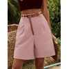 image:imageHOTOUCH Bermuda Shorts for Women Summer Dressy Casual Elastic High Waisted Wide Leg Knee Length Shorts with PocketsPink