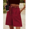 image:imageHOTOUCH Bermuda Shorts for Women Summer Dressy Casual Elastic High Waisted Wide Leg Knee Length Shorts with PocketsRed