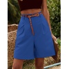 image:imageHOTOUCH Bermuda Shorts for Women Summer Dressy Casual Elastic High Waisted Wide Leg Knee Length Shorts with PocketsRoyal Blue