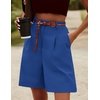 image:imageHOTOUCH Bermuda Shorts for Women Summer Dressy Casual Elastic High Waisted Wide Leg Knee Length Shorts with PocketsRoyal Blue