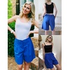image:imageHOTOUCH Bermuda Shorts for Women Summer Dressy Casual Elastic High Waisted Wide Leg Knee Length Shorts with PocketsRoyal Blue