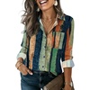 image:imageHOTOUCH Button Down Shirts for Women Long Sleeve Blouse Dressy Casual Business Work Tops with PocketMulticolored