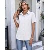 image:imageHOTOUCH Button Down Shirts for Women Short Sleeve Dress Shirts Fitted Business Casual Blouse Office Work TopsAwhite