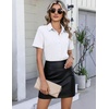 image:imageHOTOUCH Button Down Shirts for Women Short Sleeve Dress Shirts Fitted Business Casual Blouse Office Work TopsAwhite