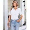 image:imageHOTOUCH Button Down Shirts for Women Short Sleeve Dress Shirts Fitted Business Casual Blouse Office Work TopsAwhite