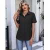 image:imageHOTOUCH Button Down Shirts for Women Short Sleeve Dress Shirts Fitted Business Casual Blouse Office Work TopsBlack