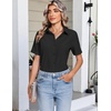 image:imageHOTOUCH Button Down Shirts for Women Short Sleeve Dress Shirts Fitted Business Casual Blouse Office Work TopsBlack
