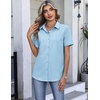 image:imageHOTOUCH Button Down Shirts for Women Short Sleeve Dress Shirts Fitted Business Casual Blouse Office Work TopsLight Blue