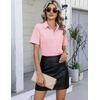 image:imageHOTOUCH Button Down Shirts for Women Short Sleeve Dress Shirts Fitted Business Casual Blouse Office Work TopsPink