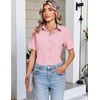 image:imageHOTOUCH Button Down Shirts for Women Short Sleeve Dress Shirts Fitted Business Casual Blouse Office Work TopsPink