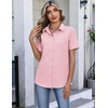 image:imageHOTOUCH Button Down Shirts for Women Short Sleeve Dress Shirts Fitted Business Casual Blouse Office Work TopsPink