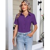 image:imageHOTOUCH Button Down Shirts for Women Short Sleeve Dress Shirts Fitted Business Casual Blouse Office Work TopsPurple