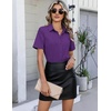 image:imageHOTOUCH Button Down Shirts for Women Short Sleeve Dress Shirts Fitted Business Casual Blouse Office Work TopsPurple