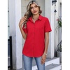image:imageHOTOUCH Button Down Shirts for Women Short Sleeve Dress Shirts Fitted Business Casual Blouse Office Work TopsRed