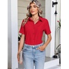 image:imageHOTOUCH Button Down Shirts for Women Short Sleeve Dress Shirts Fitted Business Casual Blouse Office Work TopsRed