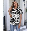 image:imageHOTOUCH Button Down Shirts for Women Short Sleeve Dress Shirts Fitted Business Casual Blouse Office Work TopsZblack  White Geometry