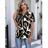 image:imageHOTOUCH Button Down Shirts for Women Short Sleeve Dress Shirts Fitted Business Casual Blouse Office Work TopsZblack Abstract Brush