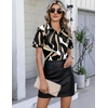 image:imageHOTOUCH Button Down Shirts for Women Short Sleeve Dress Shirts Fitted Business Casual Blouse Office Work TopsZblack Abstract Brush