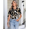 image:imageHOTOUCH Button Down Shirts for Women Short Sleeve Dress Shirts Fitted Business Casual Blouse Office Work TopsZblack Abstract Brush