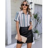 image:imageHOTOUCH Button Down Shirts for Women Short Sleeve Dress Shirts Fitted Business Casual Blouse Office Work TopsZstripes Multicolor