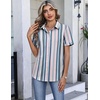 image:imageHOTOUCH Button Down Shirts for Women Short Sleeve Dress Shirts Fitted Business Casual Blouse Office Work TopsZstripes Multicolor