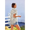 image:imageHOTOUCH Linen Shirts for Women Button Down Short Sleeve Tops Cotton Blouses Collared Buttonup Beach Vacation OutfitsA01floral Cream