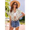 image:imageHOTOUCH Linen Shirts for Women Button Down Short Sleeve Tops Cotton Blouses Collared Buttonup Beach Vacation OutfitsA01floral Cream