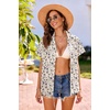 image:imageHOTOUCH Linen Shirts for Women Button Down Short Sleeve Tops Cotton Blouses Collared Buttonup Beach Vacation OutfitsA01floral Cream