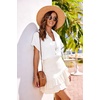 image:imageHOTOUCH Linen Shirts for Women Button Down Short Sleeve Tops Cotton Blouses Collared Buttonup Beach Vacation OutfitsA01white