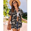 image:imageHOTOUCH Linen Shirts for Women Button Down Short Sleeve Tops Cotton Blouses Collared Buttonup Beach Vacation OutfitsBlack Hawaiian