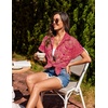 image:imageHOTOUCH Linen Shirts for Women Button Down Short Sleeve Tops Cotton Blouses Collared Buttonup Beach Vacation OutfitsCx320