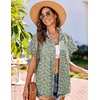 image:imageHOTOUCH Linen Shirts for Women Button Down Short Sleeve Tops Cotton Blouses Collared Buttonup Beach Vacation OutfitsFloral Green