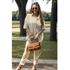 image:imageHOTOUCH Linen Shirts for Women Button Down Short Sleeve Tops Cotton Blouses Collared Buttonup Beach Vacation OutfitsKhaki
