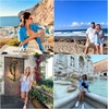 image:imageHOTOUCH Linen Shirts for Women Button Down Short Sleeve Tops Cotton Blouses Collared Buttonup Beach Vacation OutfitsLight Blue