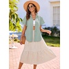 image:imageHOTOUCH Linen Shirts for Women Button Down Short Sleeve Tops Cotton Blouses Collared Buttonup Beach Vacation OutfitsLight Green
