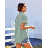 image:imageHOTOUCH Linen Shirts for Women Button Down Short Sleeve Tops Cotton Blouses Collared Buttonup Beach Vacation OutfitsLight Green