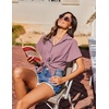 image:imageHOTOUCH Linen Shirts for Women Button Down Short Sleeve Tops Cotton Blouses Collared Buttonup Beach Vacation OutfitsRusty Rose