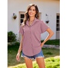 image:imageHOTOUCH Linen Shirts for Women Button Down Short Sleeve Tops Cotton Blouses Collared Buttonup Beach Vacation OutfitsRusty Rose