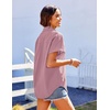 image:imageHOTOUCH Linen Shirts for Women Button Down Short Sleeve Tops Cotton Blouses Collared Buttonup Beach Vacation OutfitsRusty Rose