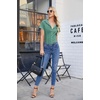 image:imageHOTOUCH Womens Basic Button Up Shirt Short Sleeve Stretchy Button Down Collared Shirts Waitress Work ShirtGray Green