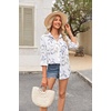 image:imageHOTOUCH Womens Button Down Shirts Linen Cotton Long Sleeve Blouses Casual Collared Loose Fit Gauze Tops with PocketBwhite Leaves