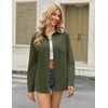 image:imageHOTOUCH Womens Button Down Shirts Linen Cotton Long Sleeve Blouses Casual Collared Loose Fit Gauze Tops with PocketParmy Green