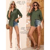 image:imageHOTOUCH Womens Button Down Shirts Linen Cotton Long Sleeve Blouses Casual Collared Loose Fit Gauze Tops with PocketParmy Green