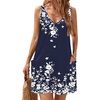 image:imageHOTOUCH Womens Casual Sundress with Pockets Summer Beach Dress Floral TShirts Dress V Neck Loose Tank Dresses2604 Navy Floral 01
