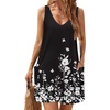 image:imageHOTOUCH Womens Casual Sundress with Pockets Summer Beach Dress Floral TShirts Dress V Neck Loose Tank Dresses2605 Black Floral