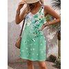 image:imageHOTOUCH Womens Casual Sundress with Pockets Summer Beach Dress Floral TShirts Dress V Neck Loose Tank Dresses2605 Green Floral