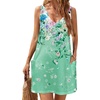 image:imageHOTOUCH Womens Casual Sundress with Pockets Summer Beach Dress Floral TShirts Dress V Neck Loose Tank Dresses2605 Green Floral