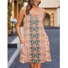 image:imageHOTOUCH Womens Casual Sundress with Pockets Summer Beach Dress Floral TShirts Dress V Neck Loose Tank DressesPinkprintnew
